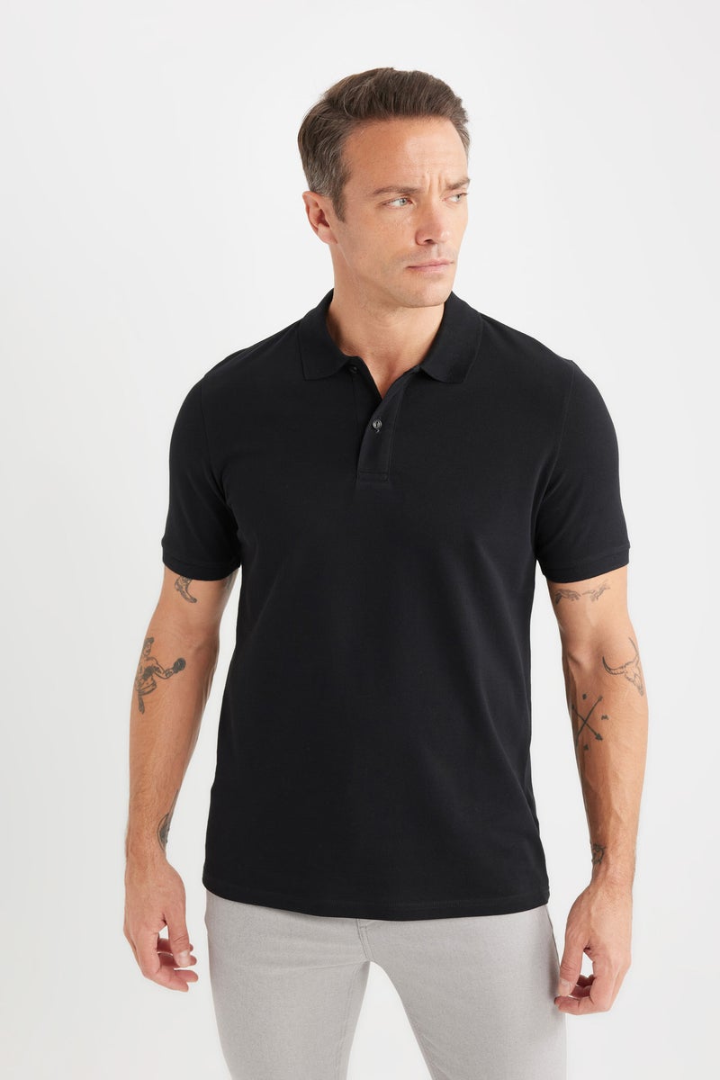 DeFacto Black Man Regular Fit Basic Pique Polo T-Shirt Casual - Image 5